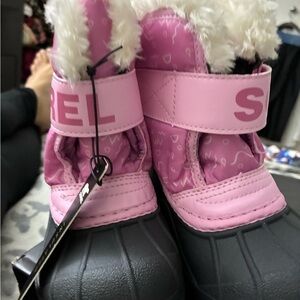 Sorel Kids Pink and Gray Snow Boots